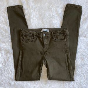 Zara Trafaluc Green Skinny Stretch Jeans Size 8